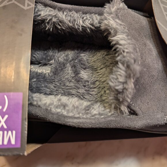 Eddie Bauer Mens Suede Slipper Fur Lined Dark Grey - Picture 2 of 3